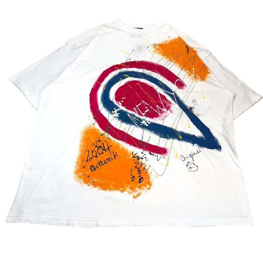 Vtg Ackers Apparel T-Shirt Mens XXL White Abstract Art 2004 Graphic Graphic Tee